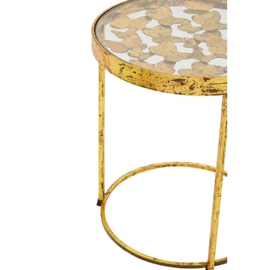 Mekbuda Round Clear Glass Top Side Table With Gold Frame_2