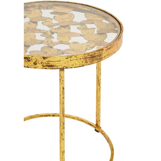 Mekbuda Round Clear Glass Top Side Table With Gold Frame_3