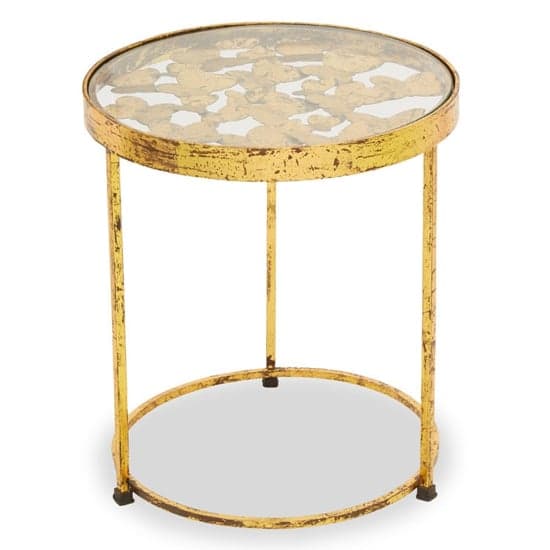 Mekbuda Round Clear Glass Top Side Table With Gold Frame_1