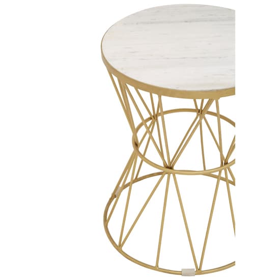 Mekbuda Round White Marble Top Side Table With Gold Frame_2