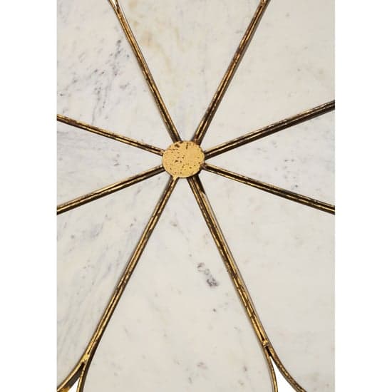 Mekbuda Petal White Marble Top Coffee Table With Gold Frame_3