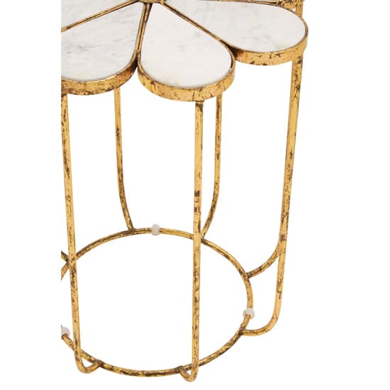 Mekbuda Petal White Marble Top Side Table With Gold Frame_3