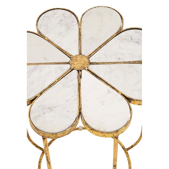 Mekbuda Petal White Marble Top Side Table With Gold Frame_4