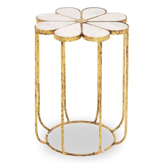 Mekbuda Petal White Marble Top Side Table With Gold Frame_1