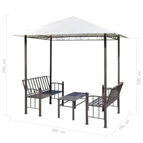 Ruby Garden Pavilion With 1 Table And 2 Benches In White_4