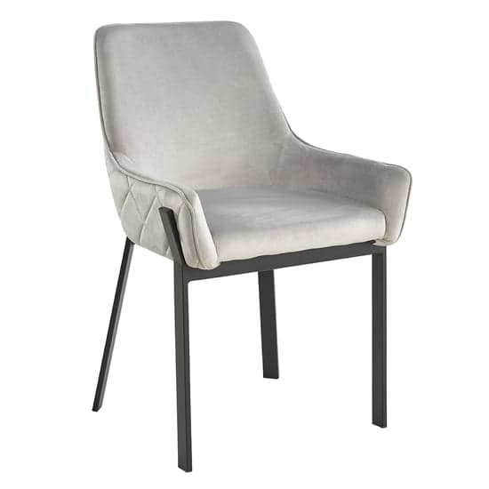 Riva Grey Velvet Dining Chairs With Matt Black Legs In Pair_2