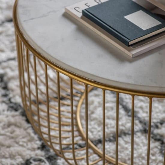 Rugby Marble Top Coffee Table In White With Gold Metal Frame_2