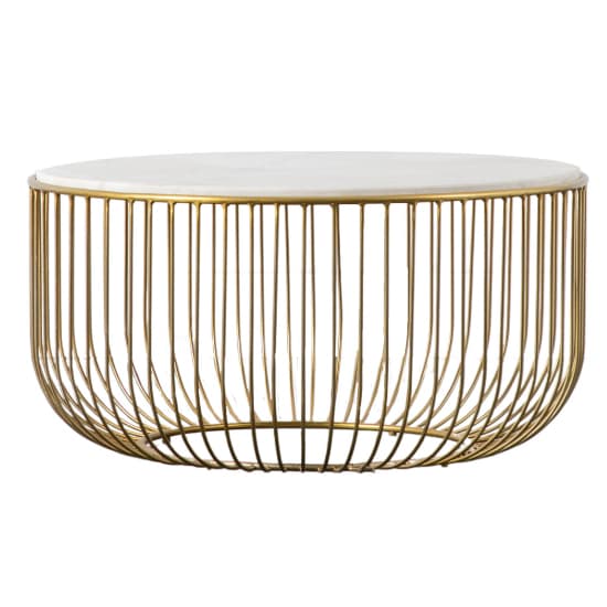 Rugby Marble Top Coffee Table In White With Gold Metal Frame_3