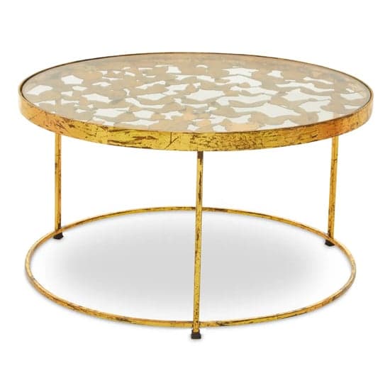 Mekbuda Round Clear Glass Top Coffee Table With Gold Frame_1