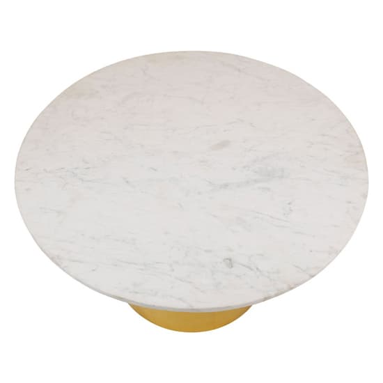 Mekbuda Round White Marble Top Coffee Table With Gold Base Furniture