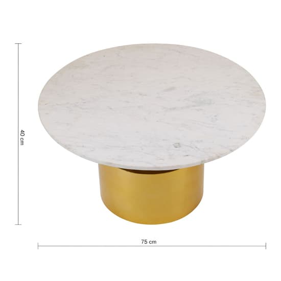 Mekbuda Round White Marble Top Coffee Table With Gold Base Furniture
