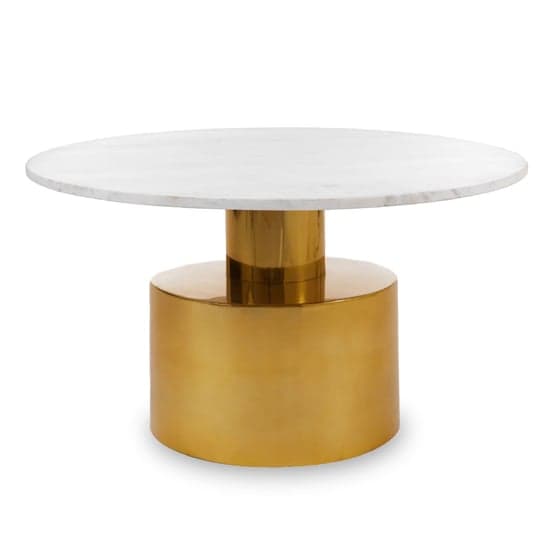 Mekbuda Round White Marble Top Coffee Table With Gold Base_1
