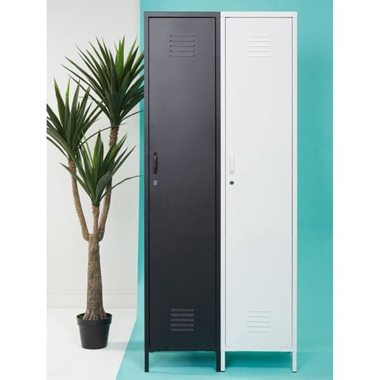 Rumi Tall Metal Locker Storage Cabinet With 1 Door In Black_9