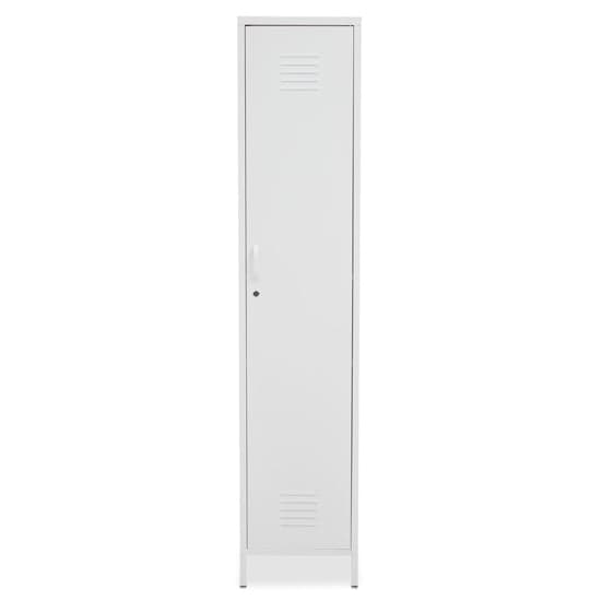 Rumi Tall Metal Locker Storage Cabinet With 1 Door In White_1