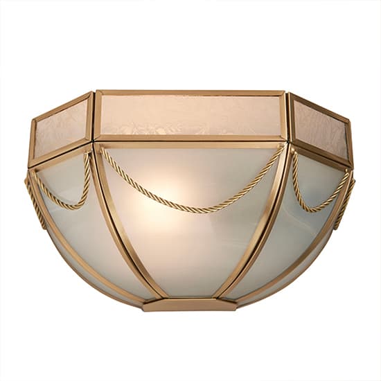 Russell Frosted Glass Wall Light In Antique Brass_2