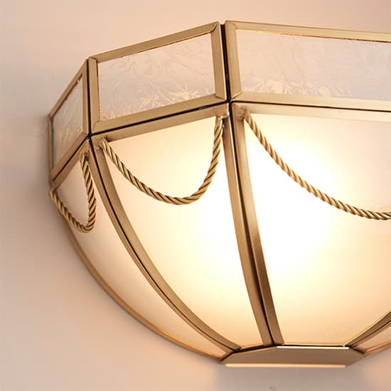 Russell Frosted Glass Wall Light In Antique Brass_3