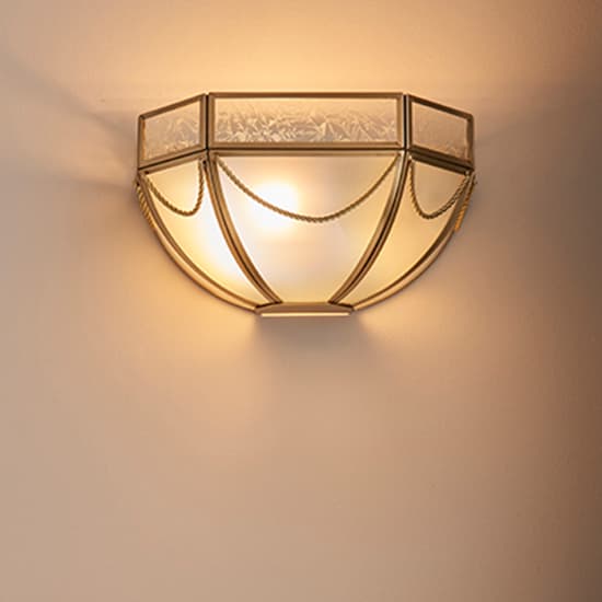 Russell Frosted Glass Wall Light In Antique Brass_1
