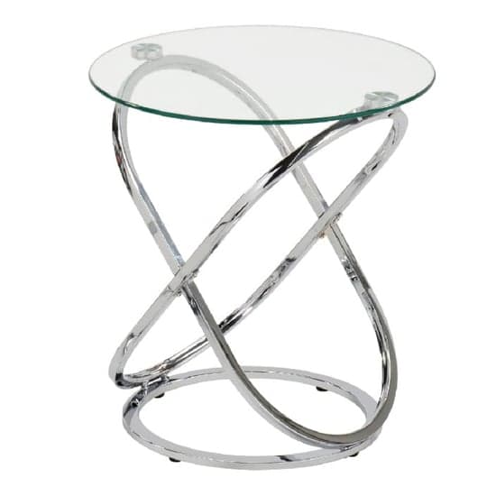 Ruston Clear Glass End Table With Shiny Chrome Metal Base_2