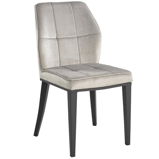 Romano Grey Velvet Dining Chairs With Matt Black Legs In Pair_2