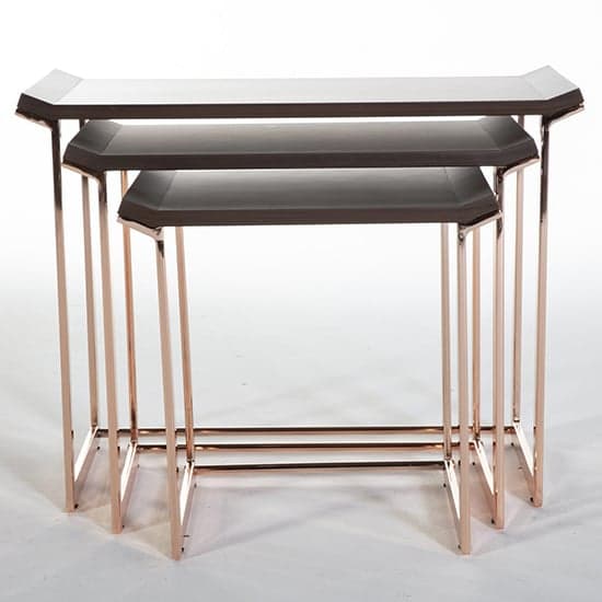 Ryan Matt Grey Top Nest Of 3 Tables With Rose Gold Metal Frame_2