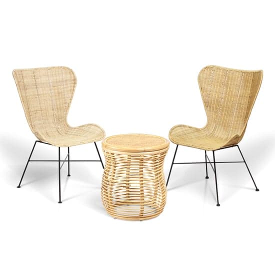Rybnik Rattan Bistro Set In Natural With 2 Puqi Natural Wing Chairs_2