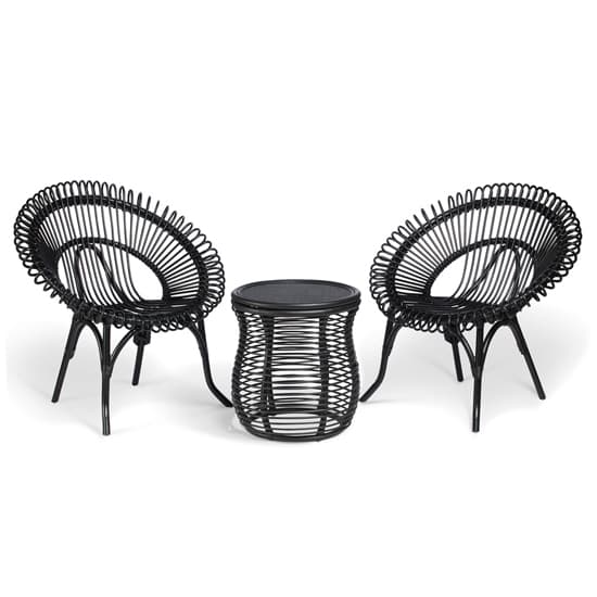 Rybnik Rattan Bistro Set With 2 Suzano Black Chairs_3