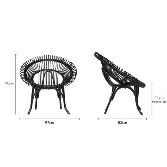 Rybnik Rattan Bistro Set With 2 Suzano Black Chairs_4
