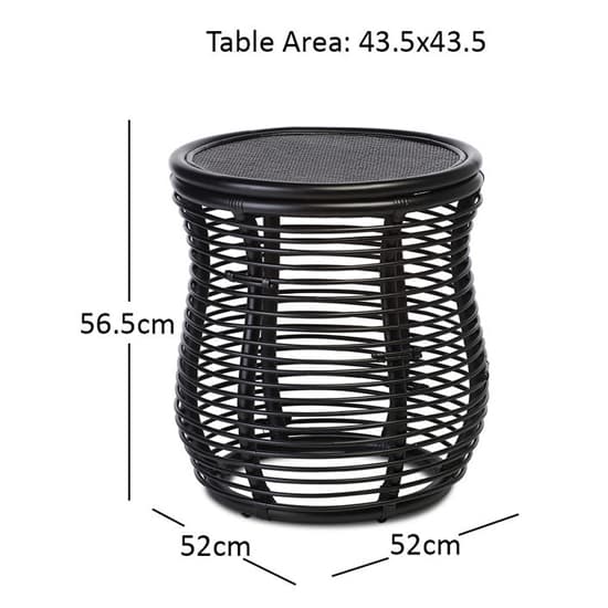 Rybnik Rattan Bistro Set In Black With 2 Puqi Black Wing Chairs_4