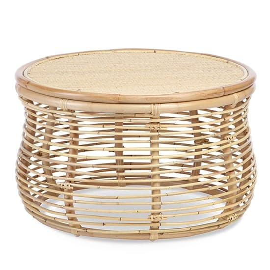 Rybnik Round Wicker Top Rattan Coffee Table In Natural_2