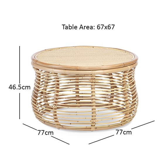 Rybnik Round Wicker Top Rattan Coffee Table In Natural_3