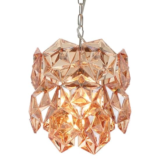 Rydall Small Amber Glass Chandelier Ceiling Light In Nickel_2