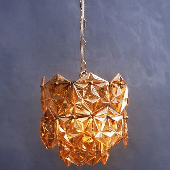 Rydall Small Amber Glass Chandelier Ceiling Light In Nickel_3