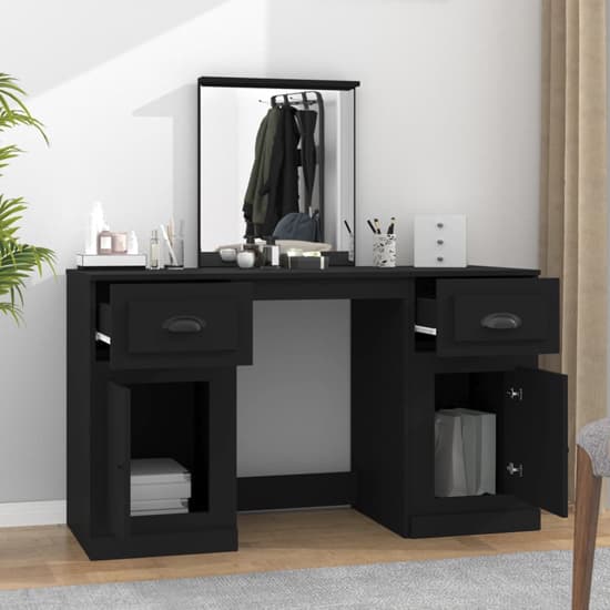 Ryker Wooden Dressing Table With Mirror In Black_2
