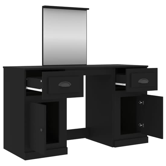 Ryker Wooden Dressing Table With Mirror In Black Furniture in Fashion