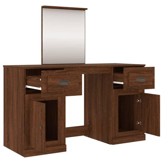 Ryker Wooden Dressing Table With Mirror In Brown Oak_6