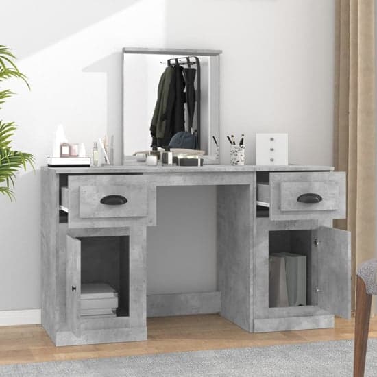 Ryker Wooden Dressing Table With Mirror In Concrete Effect_3