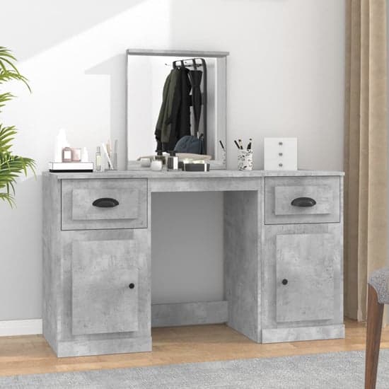 Ryker Wooden Dressing Table With Mirror In Concrete Effect_1