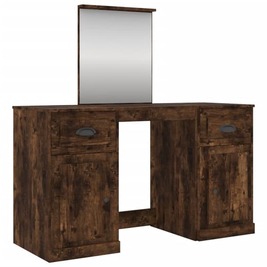 Ryker Wooden Dressing Table With Mirror In Smoked Oak_3