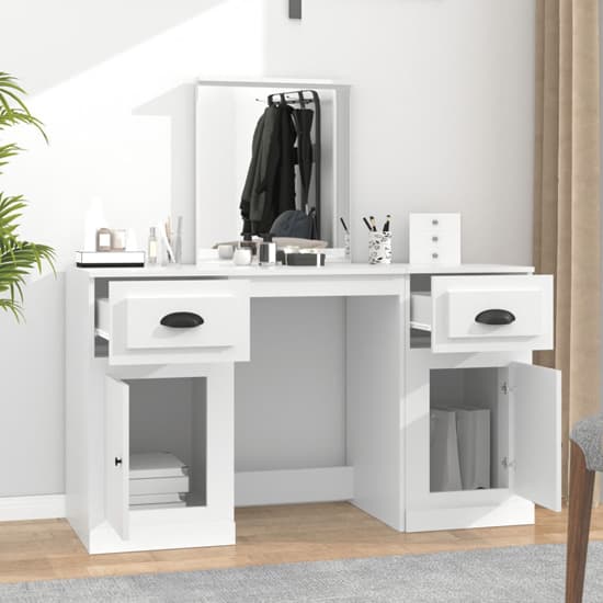 Ryker Wooden Dressing Table With Mirror In White_2