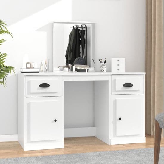 Ryker Wooden Dressing Table With Mirror In White_1