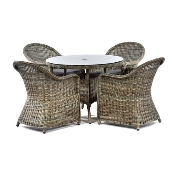Ryker Outdoor Rattan Round Dining Table And 4 Armchairs_2