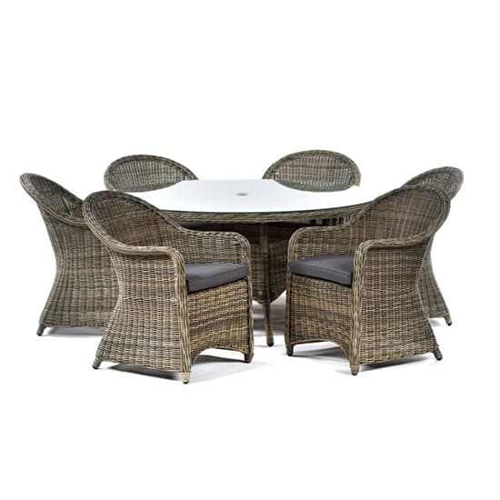 Ryker Outdoor Rattan Round Dining Table And 6 Armchairs_1