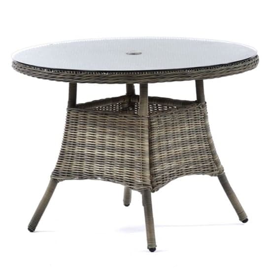 Ryker Rattan Dining Table Small Round In Brown With Glass Top_1