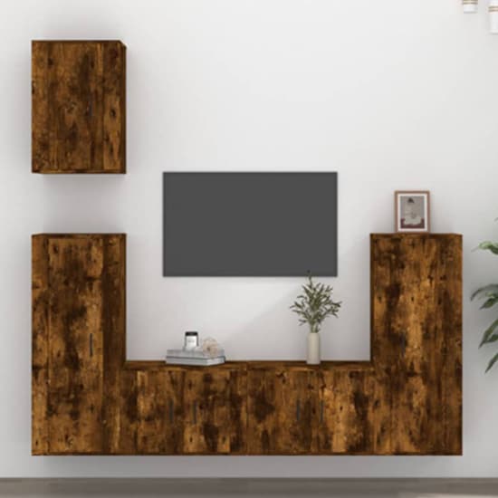Ryker Wooden Entertainment Unit Wall Hung In Smoked Oak Furniture in