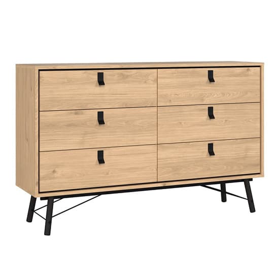 Rynok Wooden Chest Of 6 Drawers Wide In Jackson Hickory Oak_5