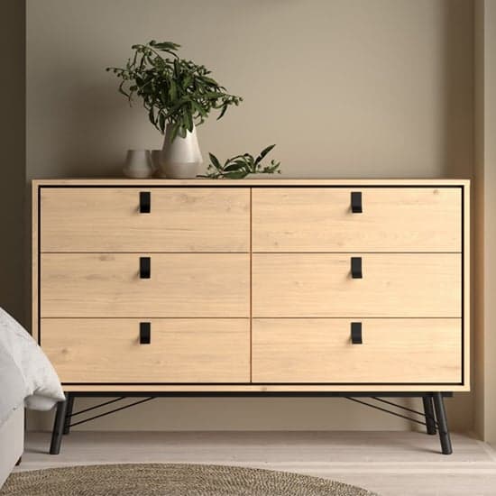 Rynok Wooden Chest Of 6 Drawers Wide In Jackson Hickory Oak_1