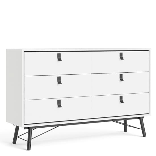 Rynok Wide Chest Of Drawers In Matt White With 6 Drawers_2