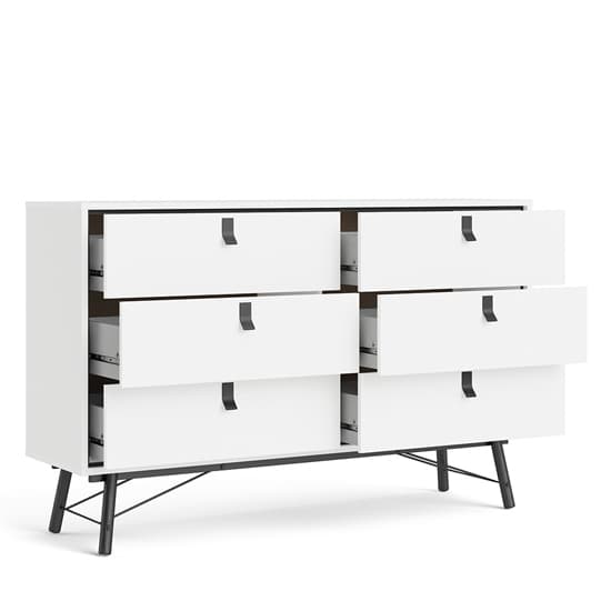 Rynok Wide Chest Of Drawers In Matt White With 6 Drawers_3