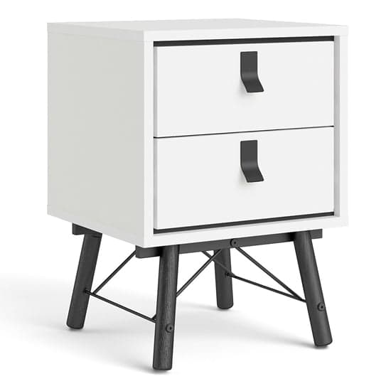 Rynok Wooden Bedside Cabinet In Matt White With 2 Drawers_3