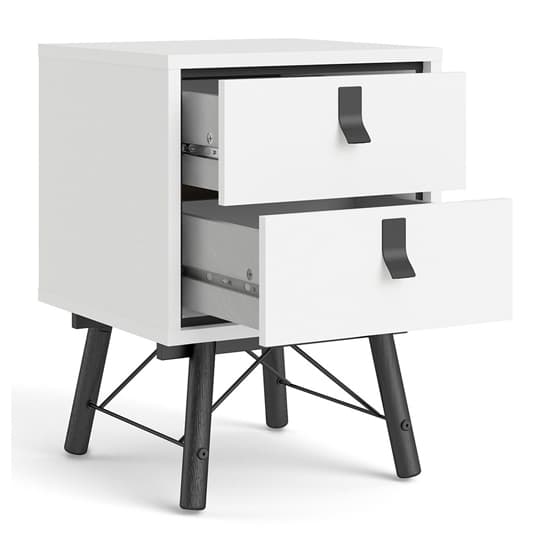 Rynok Wooden Bedside Cabinet In Matt White With 2 Drawers_4